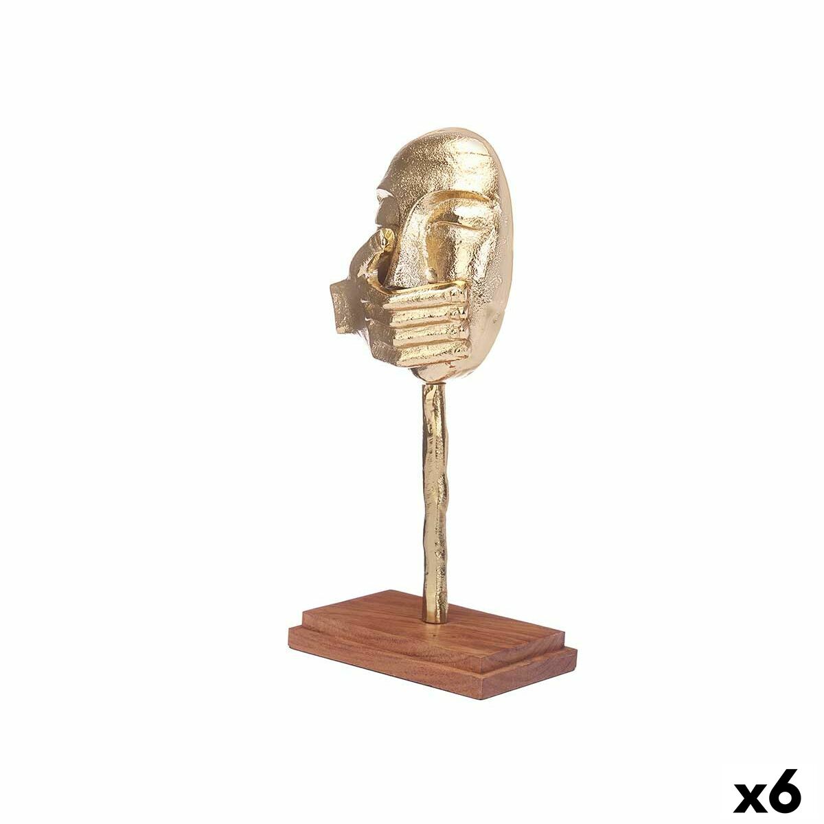 Prydnadsfigur Ansikte Gyllene Trä Metall 17 x 33,5 x 10 cm - 4