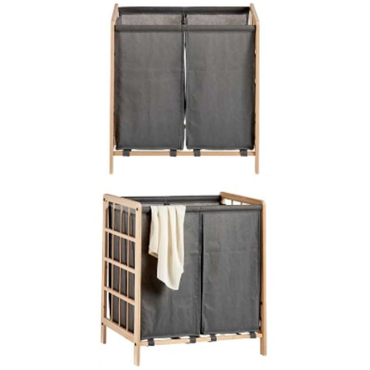 Tvättkorg Kipit XJL146354H Brun Grå Trä 30 L x 2 33 x 60 x 59,5 cm (12 antal) - 4