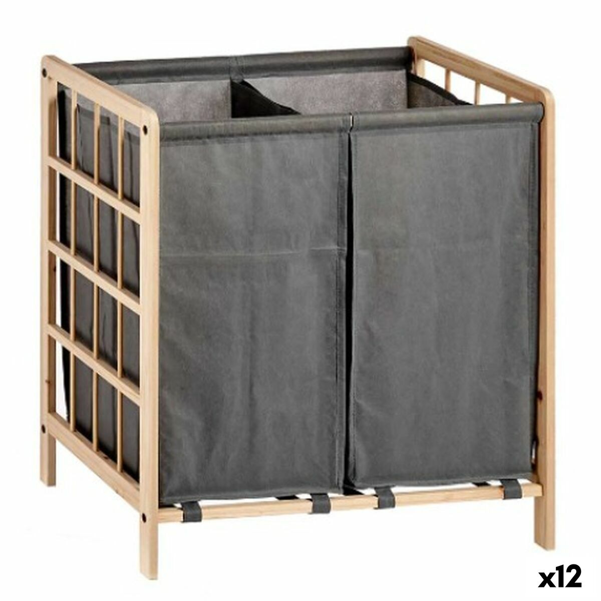 Tvättkorg Kipit XJL146354H Brun Grå Trä 30 L x 2 33 x 60 x 59,5 cm (12 antal) - 3