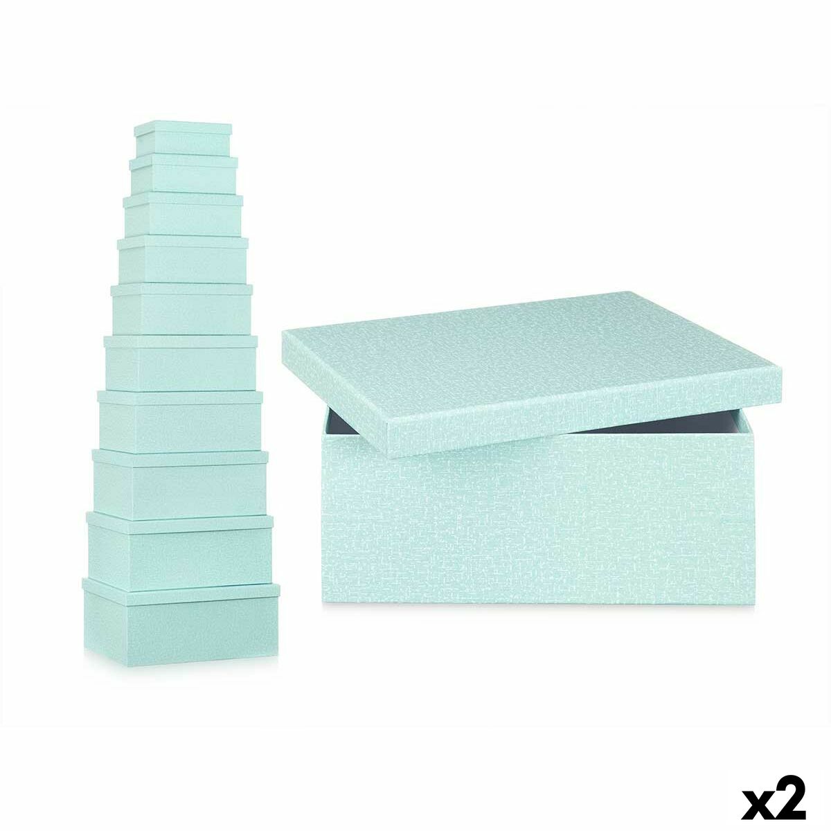 Set med stapelbara förvaringslådor Grön Papp (2 antal)