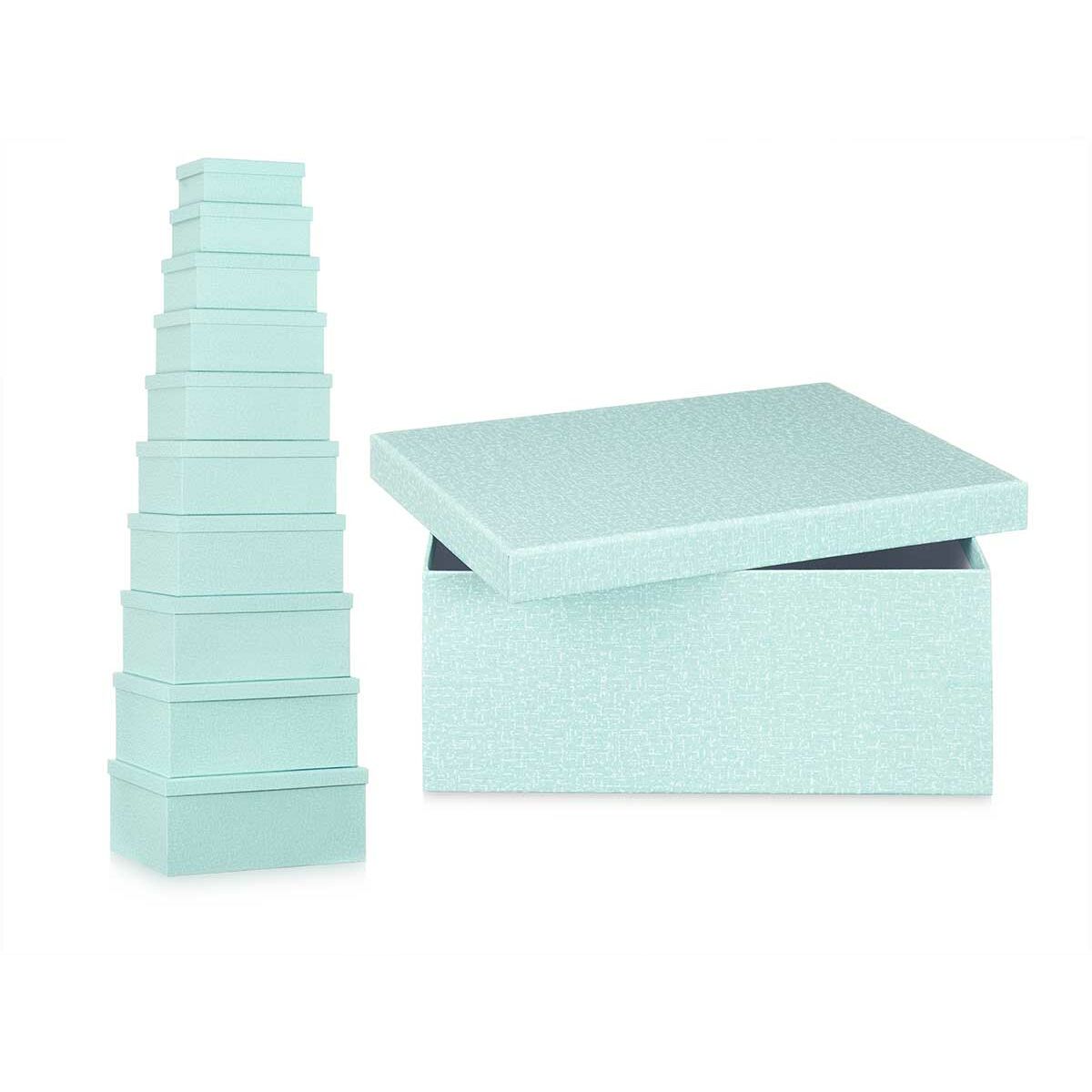 Set med stapelbara förvaringslådor Grön Papp (2 antal) - 6