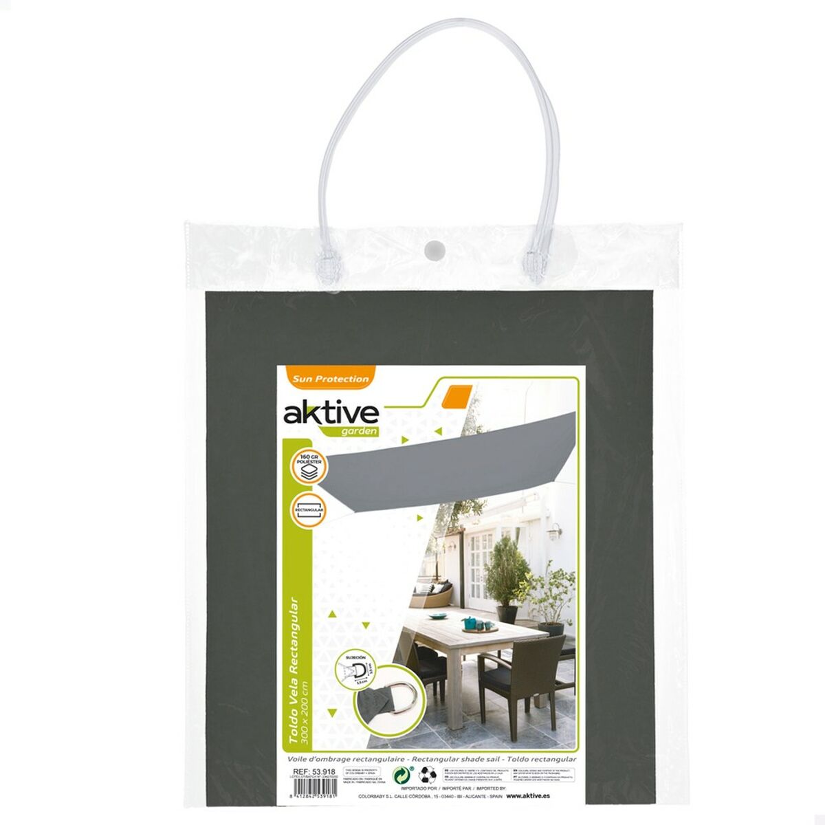 Rektangulär Segelformad Solmarkis Aktive Grå 200 x 0,5 x 300 cm Rektangulär (6 antal) - 10