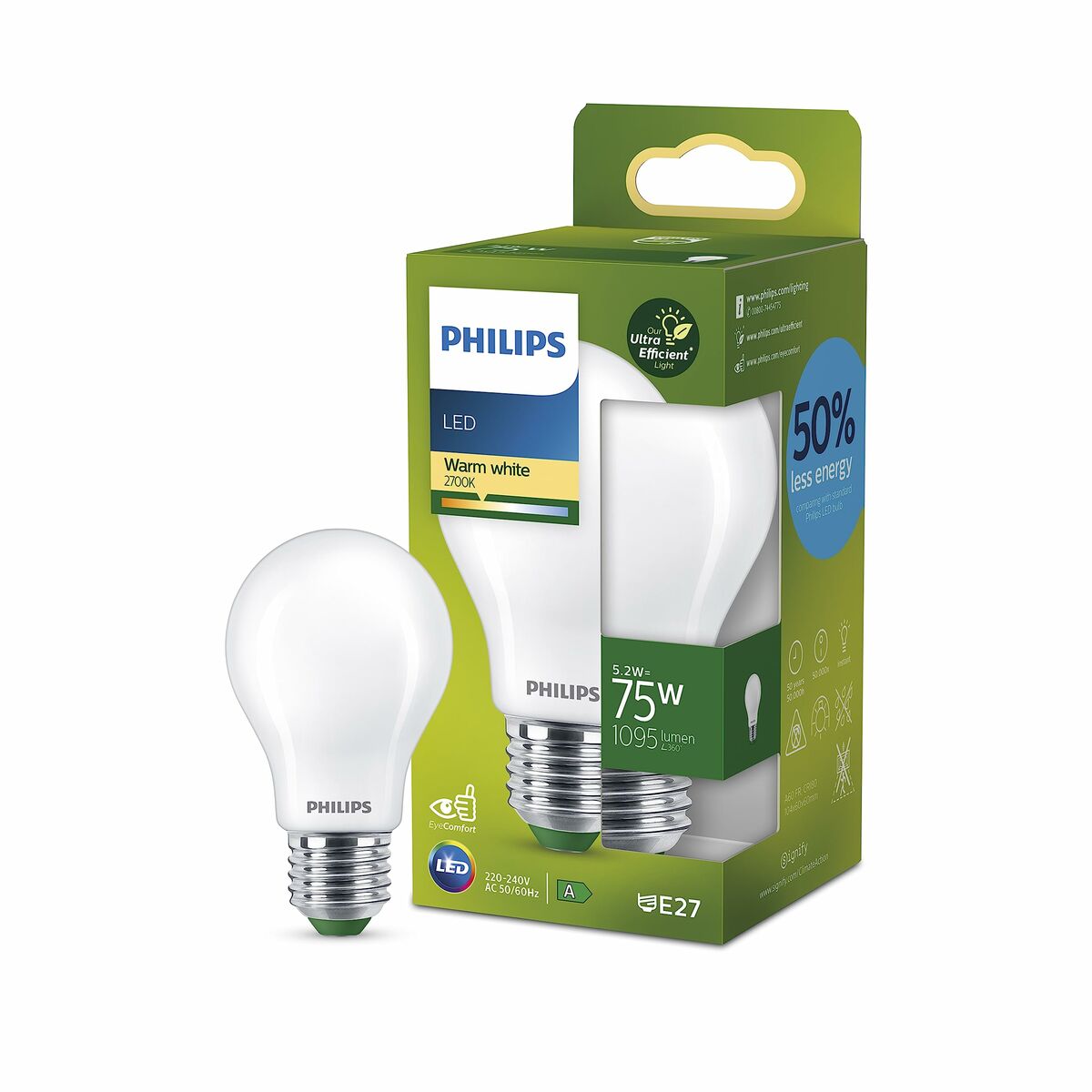 LED-lampa Philips Classic A 75 W 5,2 W E27 1095 Lm (2700 K) - 4