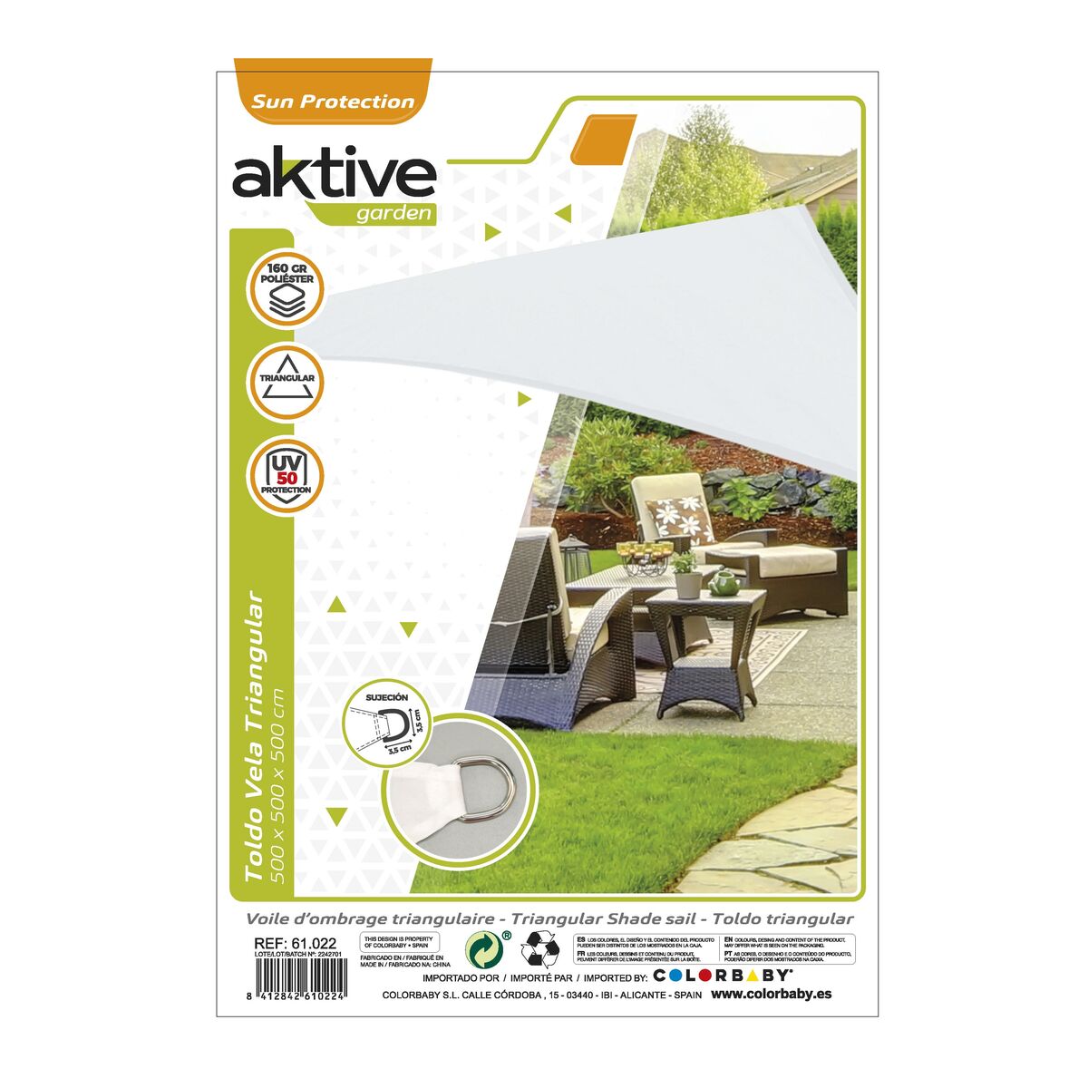 Skugga segel Aktive Triangulär Vit 500 x 500 cm (4 antal) - 10