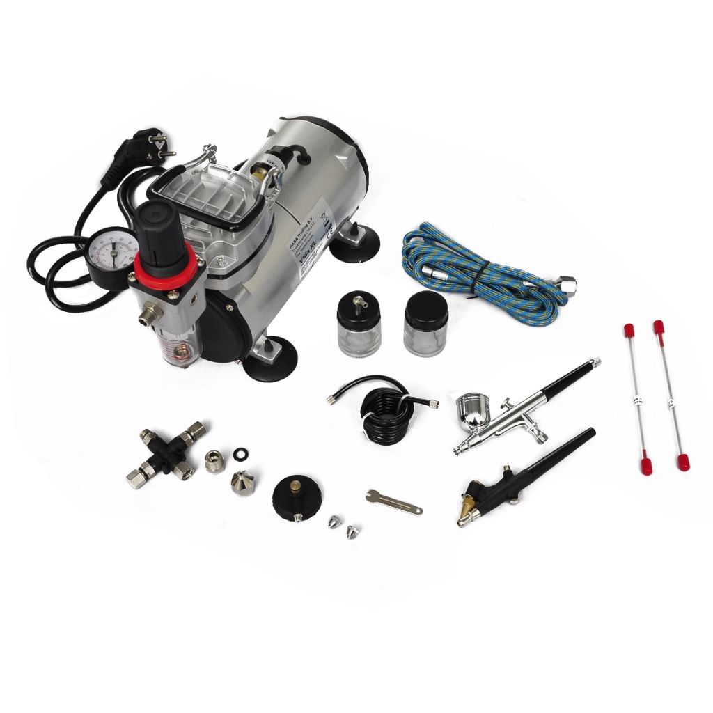 vidaXL Kompressorsats Airbrush med 2 färgsprutor - 3