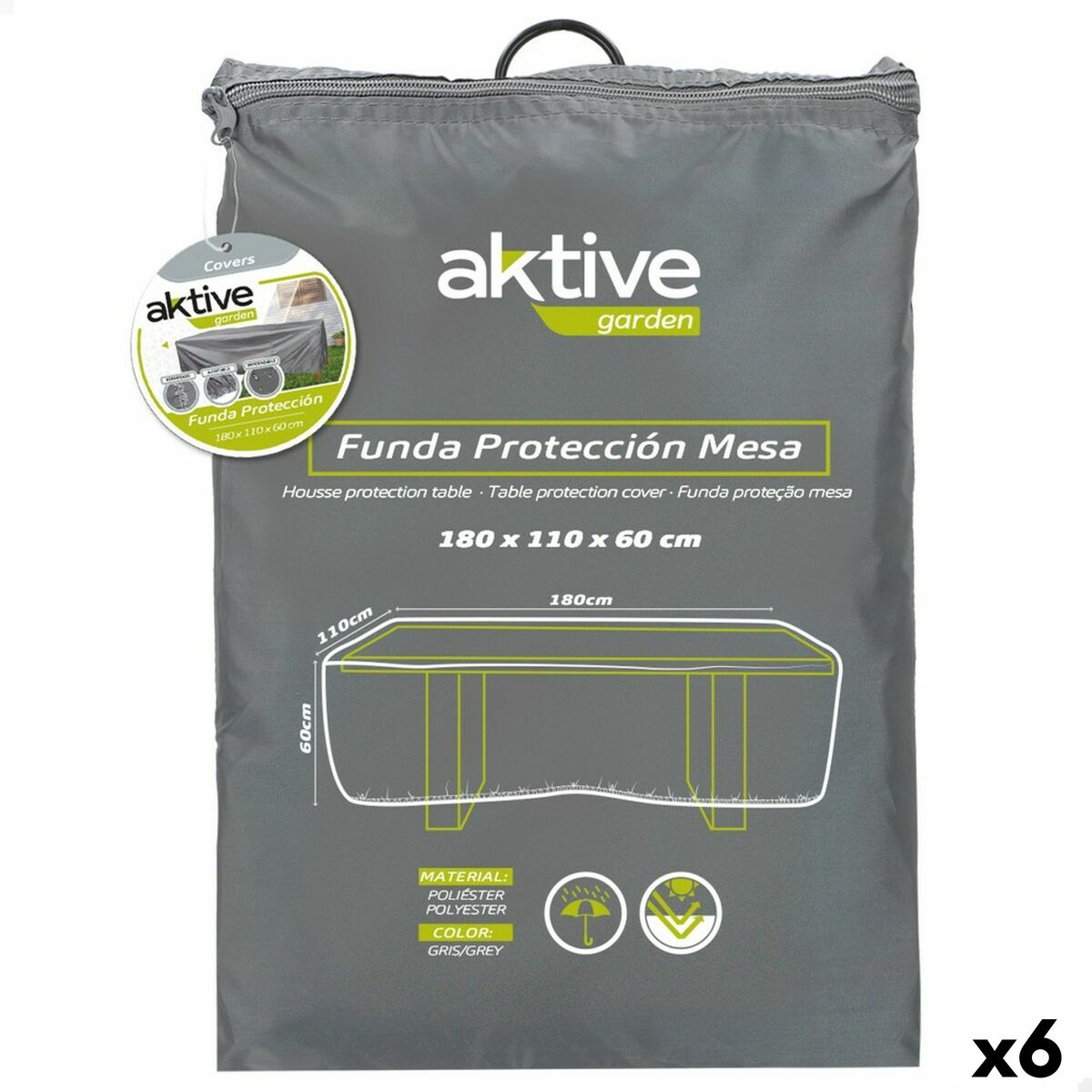 Skyddsväska Aktive Bord Grå 180 x 60 x 110 cm (6 antal) - 2