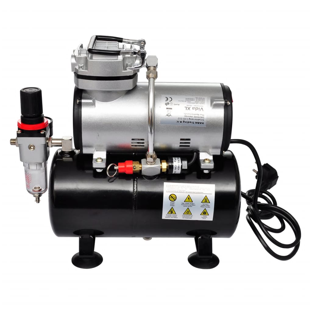 vidaXL Airbrush med kompressor 3 färgsprutor och tillbehör - 5