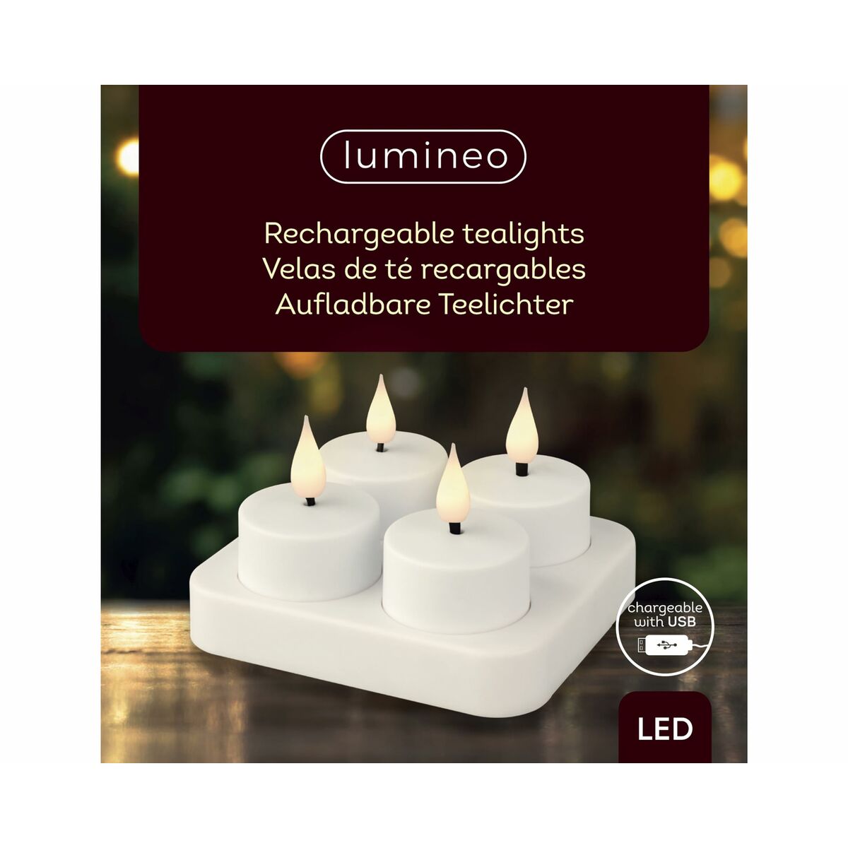 LED Ljus Lumineo 485346 Vit Laddningsbar Insida (4 antal) - 3