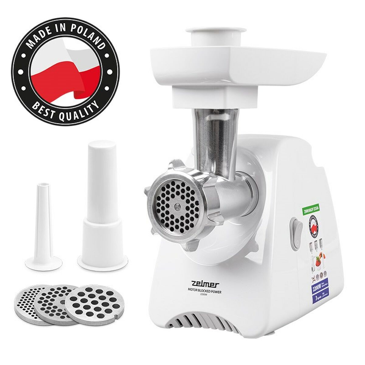 Köttkvarn Zelmer ZMM5801P Vit Silvrig Metall 2200 W - 2