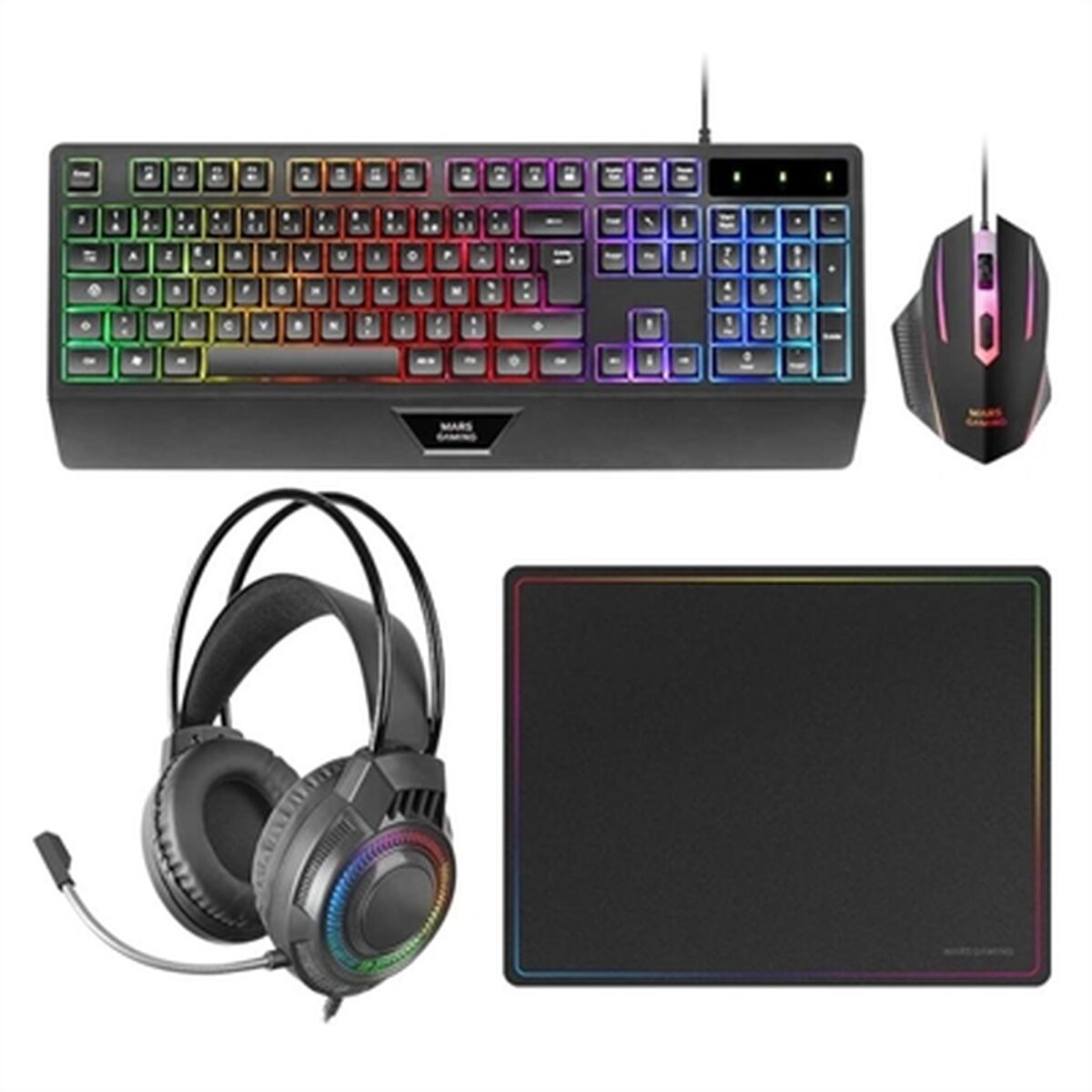 Tangentbord och Mus Mars Gaming MCP124PROES Svart Multicolour Qwerty Spanska - 2