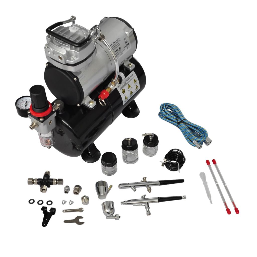 vidaXL Kompressor för airbrush inkl. 2 sprutpistoler - 2