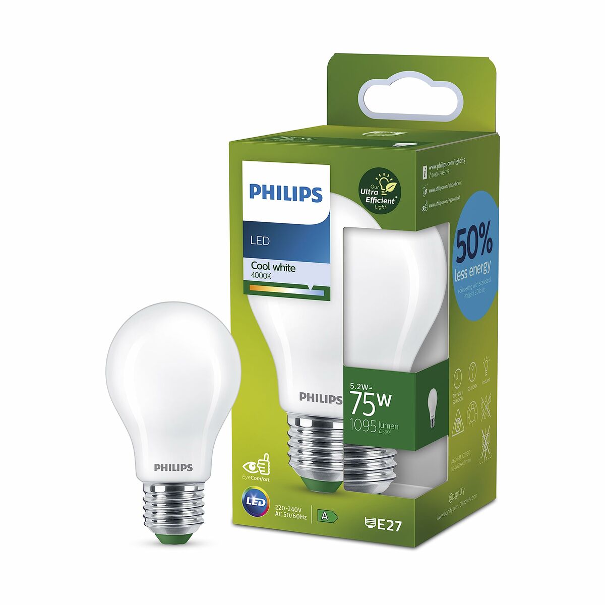 LED-lampa Philips Classic A 75 W 5,2 W E27 1095 Lm (4000 K) - 3