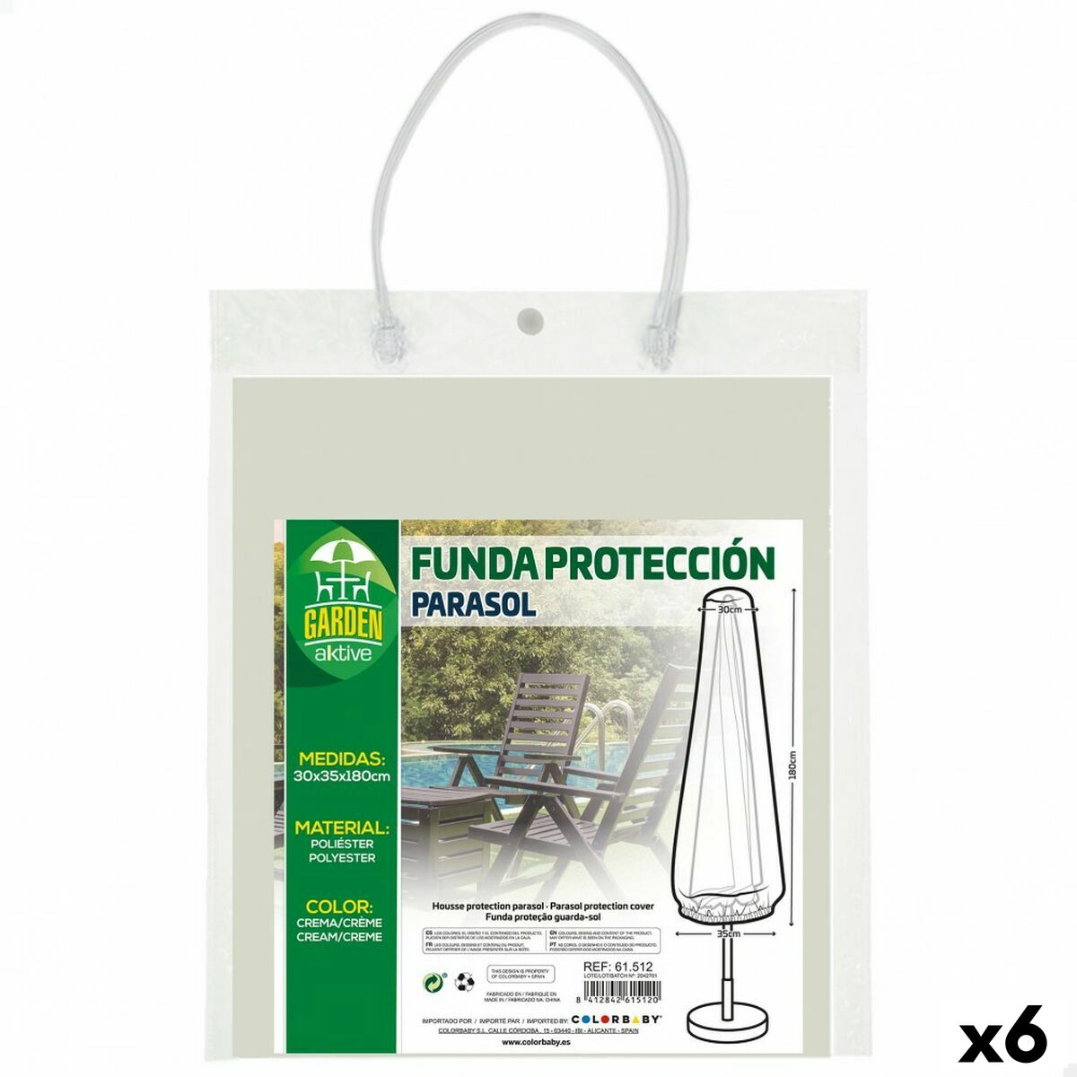 Fodral till Parasoll Aktive 35 x 190 x 1 cm (6 antal) - 2