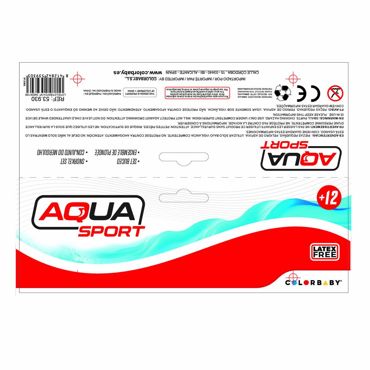 Snorkelrör AquaSport Vuxen - 10