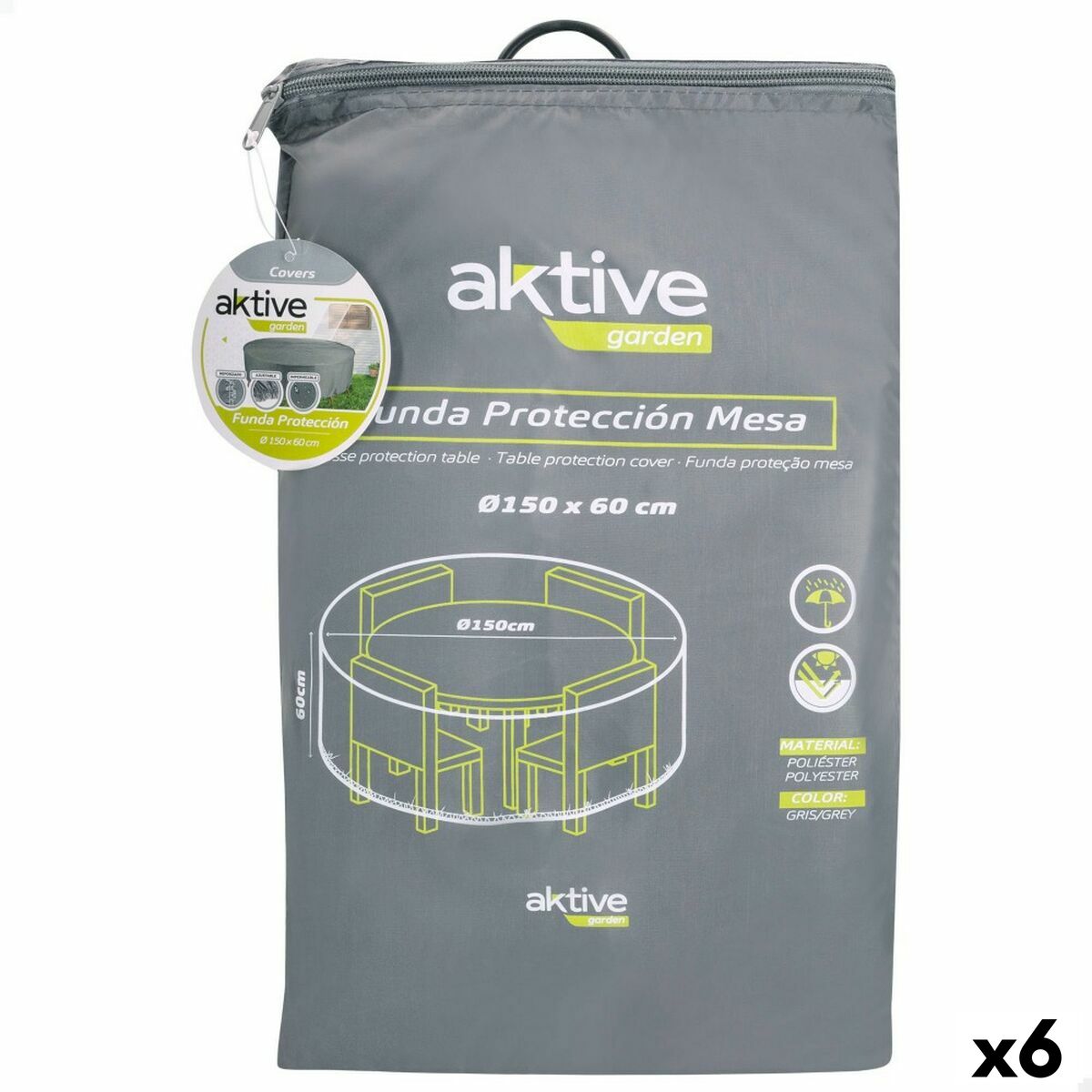 Skyddsväska Aktive Ø 150 cm Bord 150 x 60 x 150 cm (6 antal) - 6