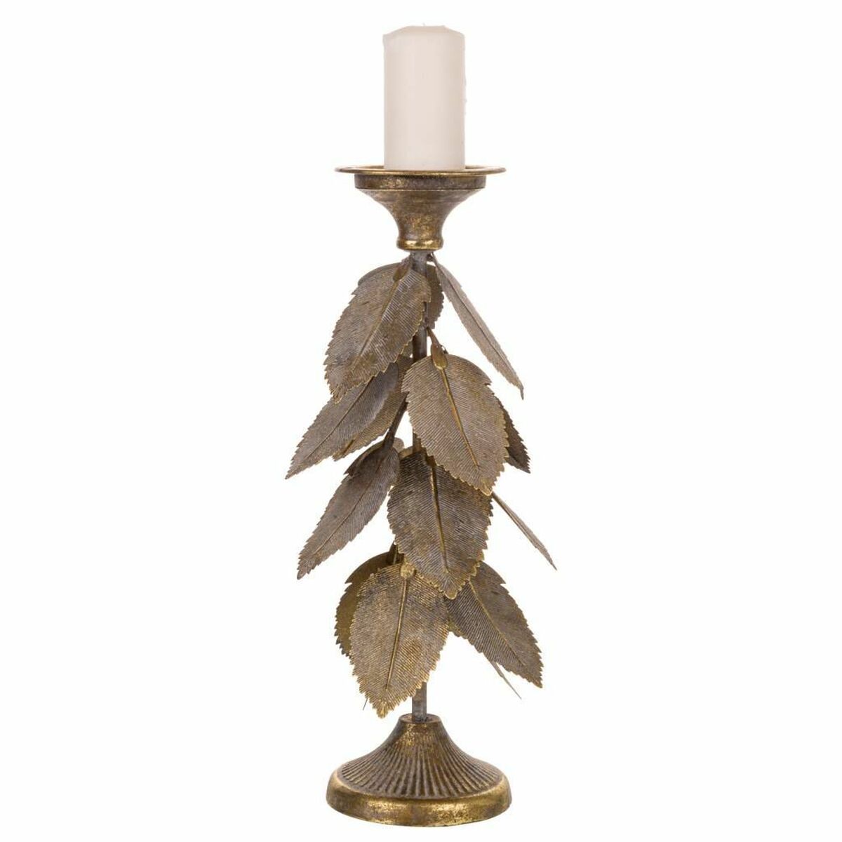 Ljusstake Alexandra House Living Gyllene Järn 19 x 43 x 19 cm Blad