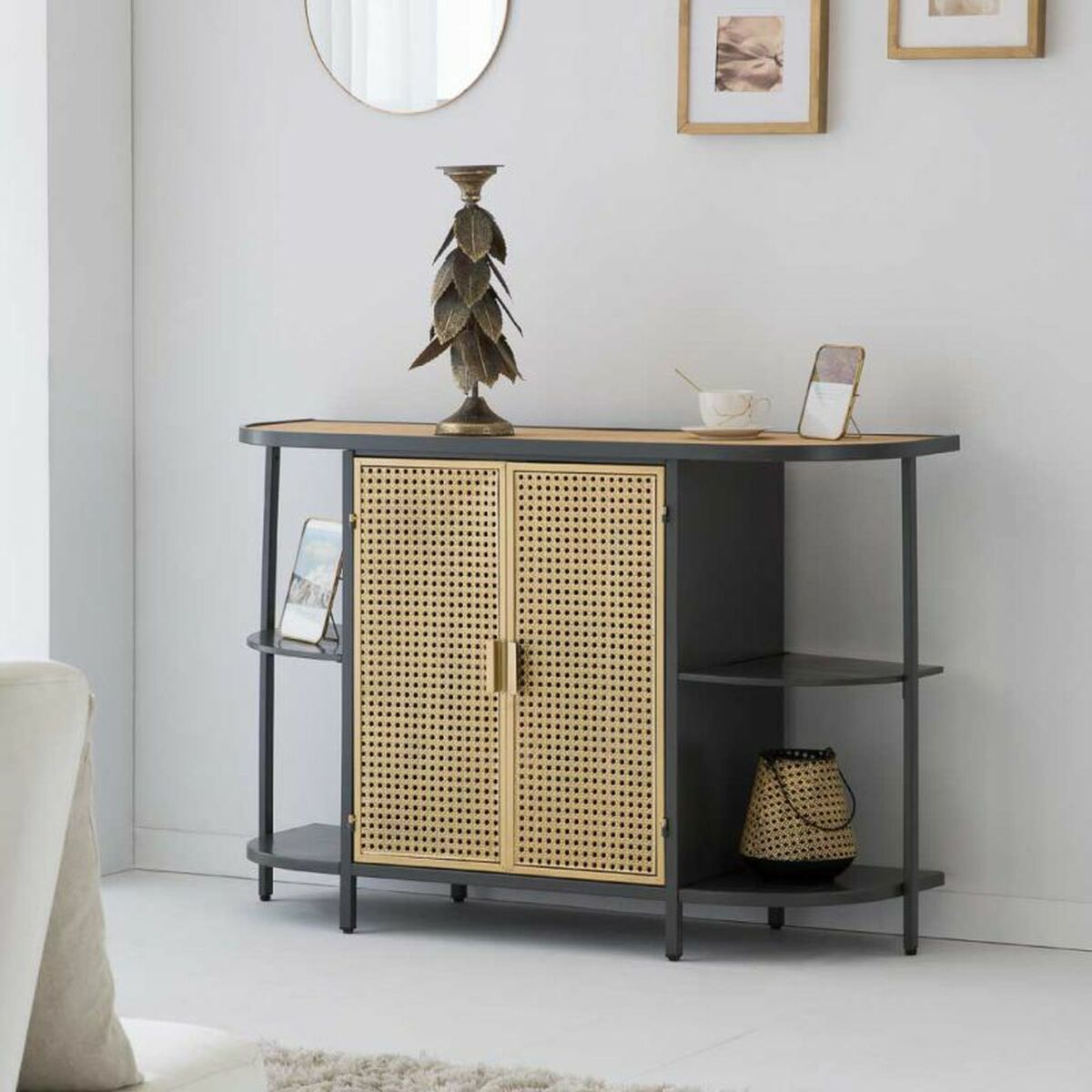 Ljusstake Alexandra House Living Gyllene Järn 19 x 43 x 19 cm Blad - 2