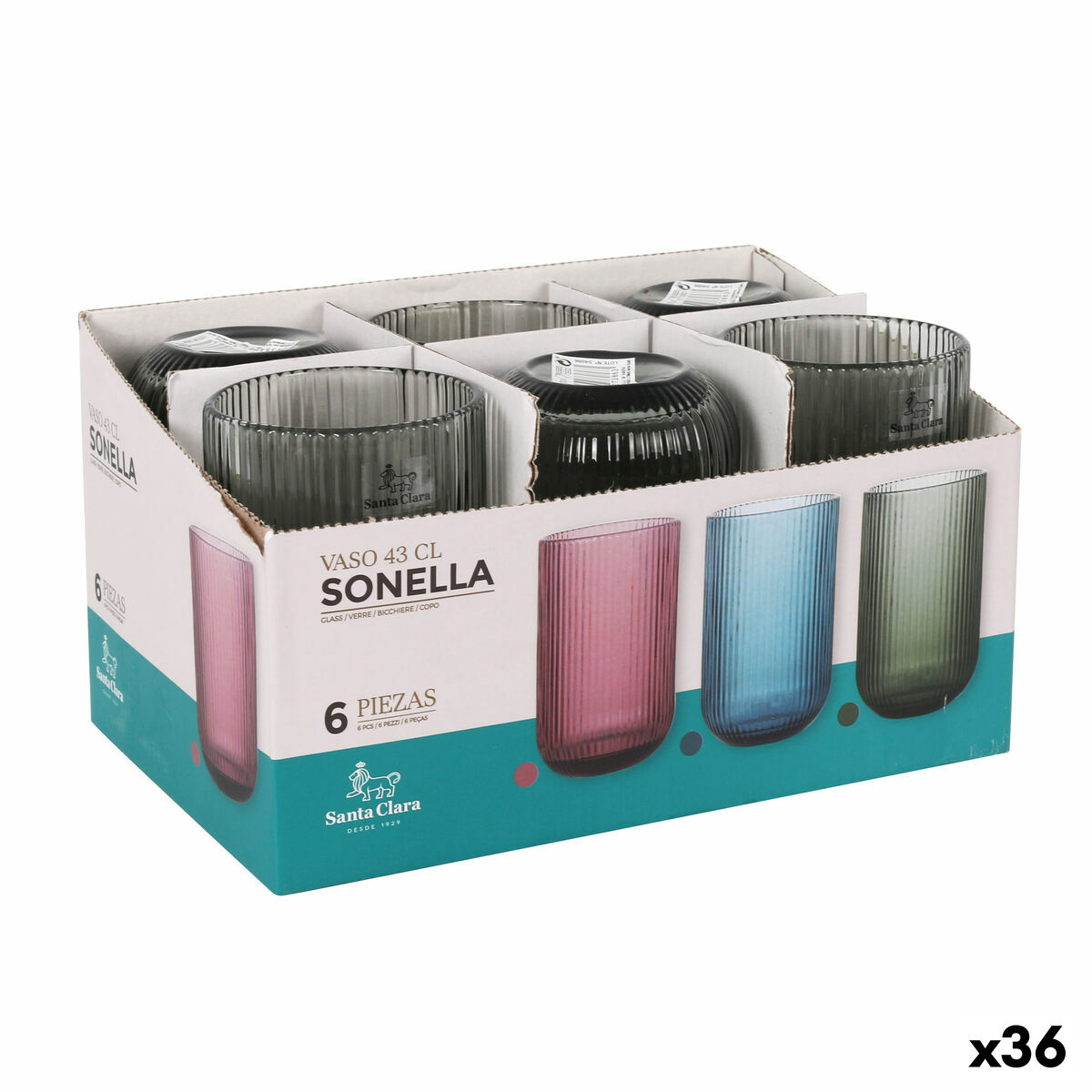 Glas för vatten Santa Clara Sonella Grön 430 ml (36 antal) - 8