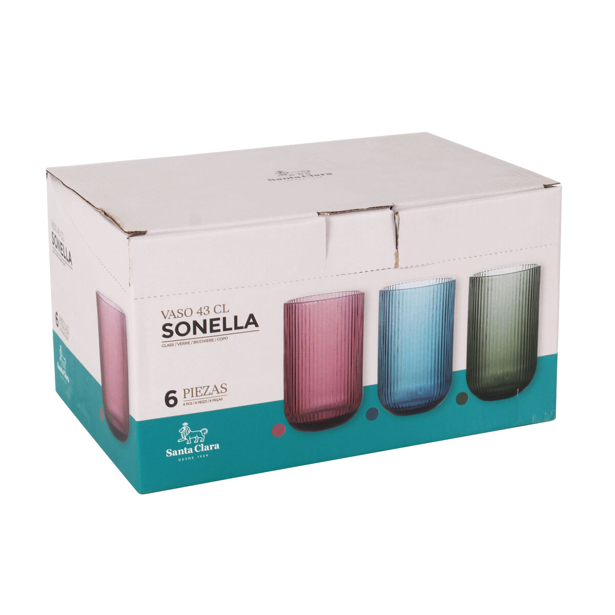 Glas för vatten Santa Clara Sonella Grön 430 ml (36 antal) - 6