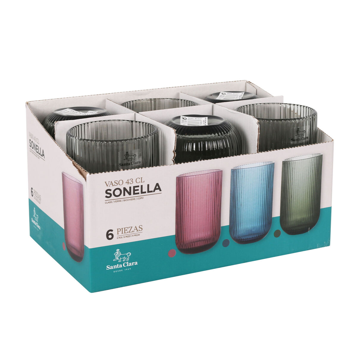 Glas för vatten Santa Clara Sonella Grön 430 ml (36 antal) - 7