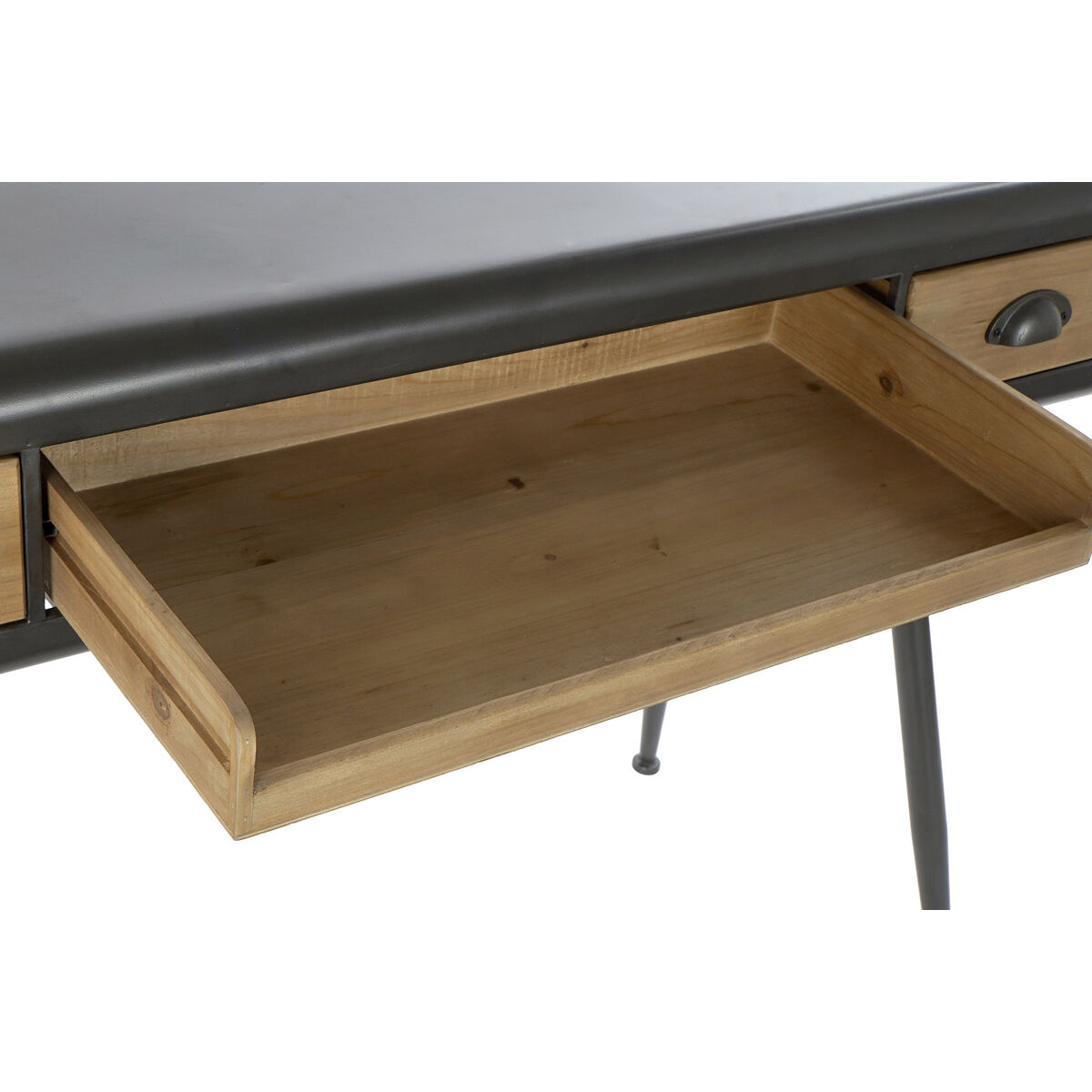 Skrivbord DKD Home Decor Naturell Ljusgrå Metall Gran Granträ 118 x 52 x 84 cm - 2