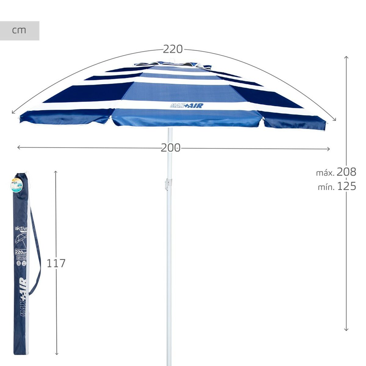 Naperny? Aktive UV50 Ø 220 cm Polyester Aluminium 220 x 214,5 x 220 cm (6 antal) - 5