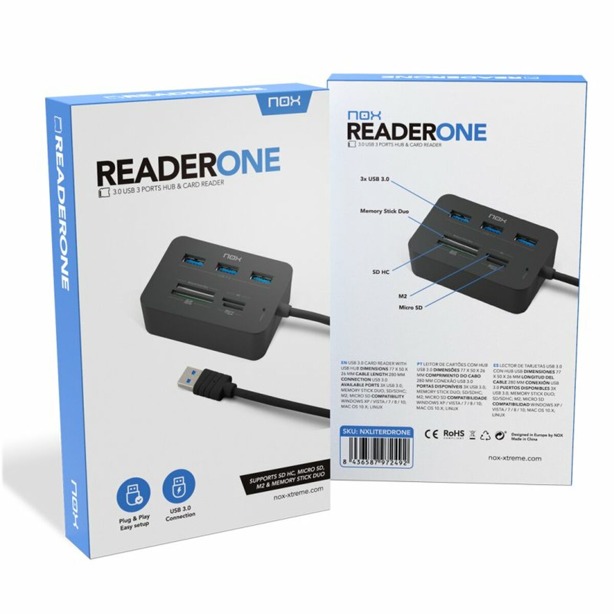 Extern Kortläsare Nox-Xtreme NXLITERDRONE USB x 3 - 2