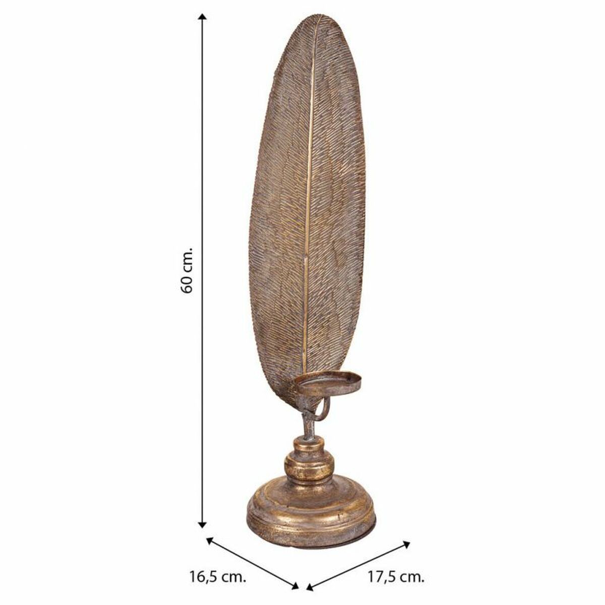 Ljusstake Alexandra House Living Gyllene Järn 16 x 60 x 17 cm Fjädrar - 7