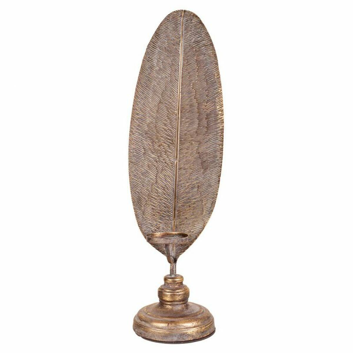 Ljusstake Alexandra House Living Gyllene Järn 16 x 60 x 17 cm Fjädrar - 2