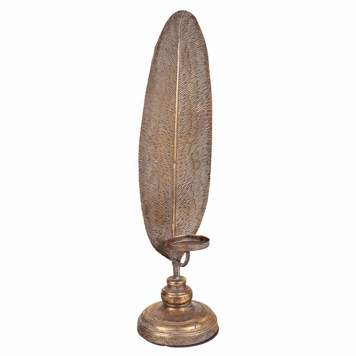 Ljusstake Alexandra House Living Gyllene Järn 16 x 60 x 17 cm Fjädrar
