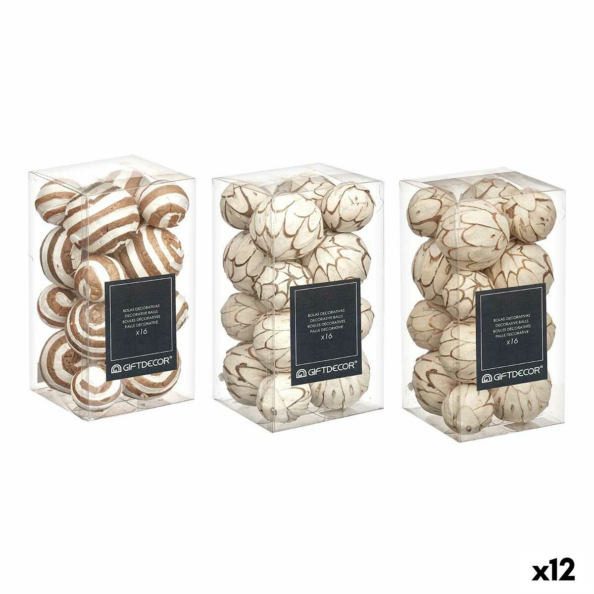 Dekorativa bollar Gift Decor Vit Brun 10 x 20 x 10 cm (12 antal)