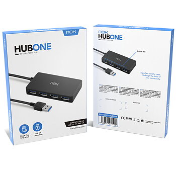 USB-HUB Nox-Xtreme NXLITEHUBONE USB x 4 Svart