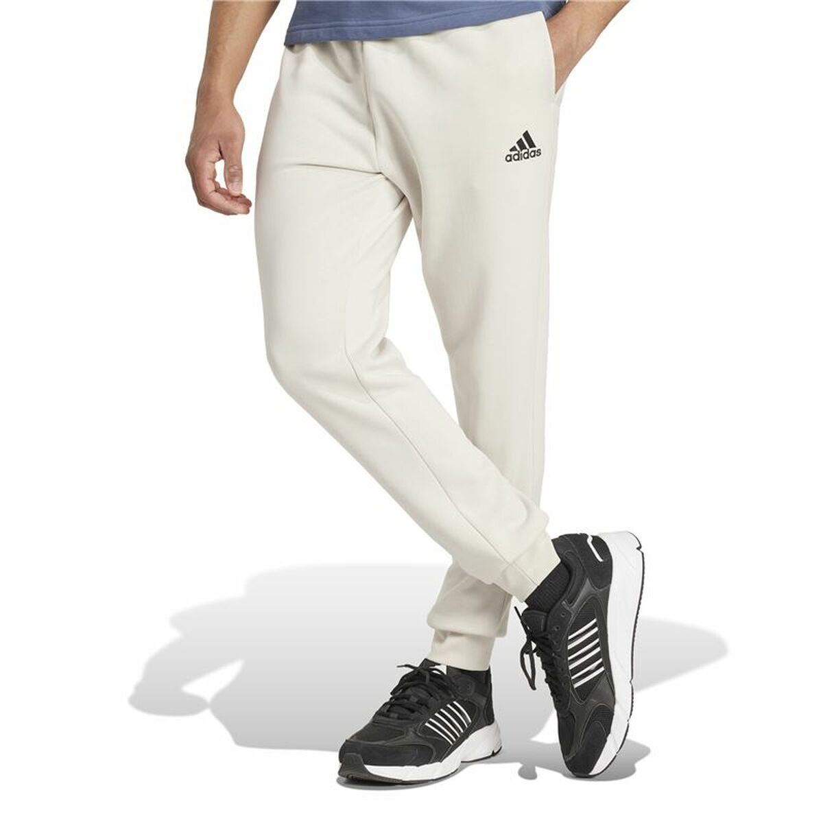 Långa träningsbyxor Adidas Essentials Fleece Regular Tapered Vit - 3
