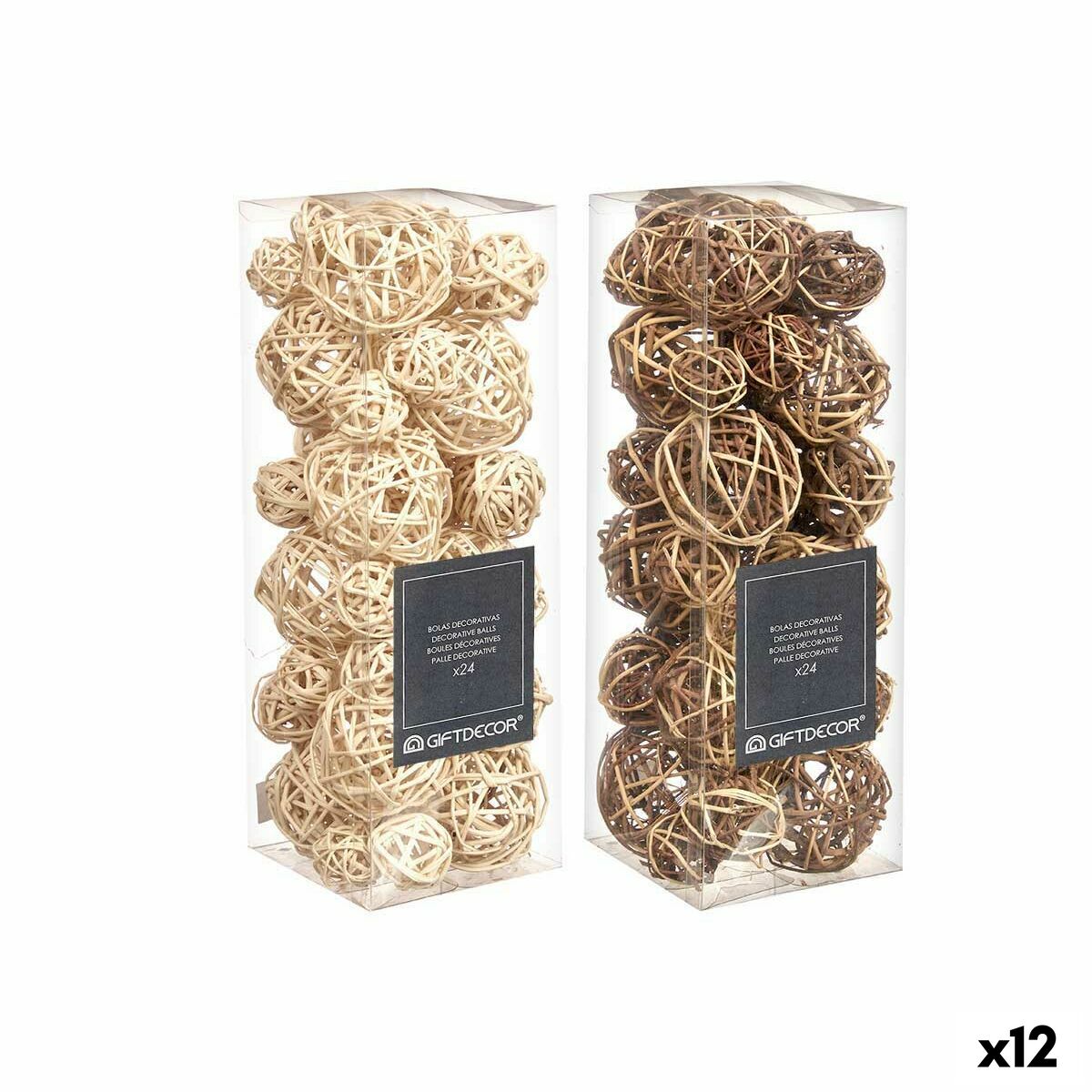 Dekorativa bollar Gift Decor Vit Brun 10 x 30 x 10 cm (12 antal)