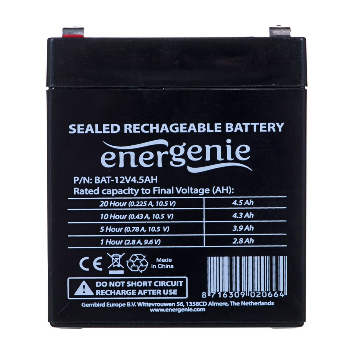 Batteri till System för Avbrottsfri Strömförsörjning UPS GEMBIRD BAT-12V4.5AH 4500 mAh 12 V - 6