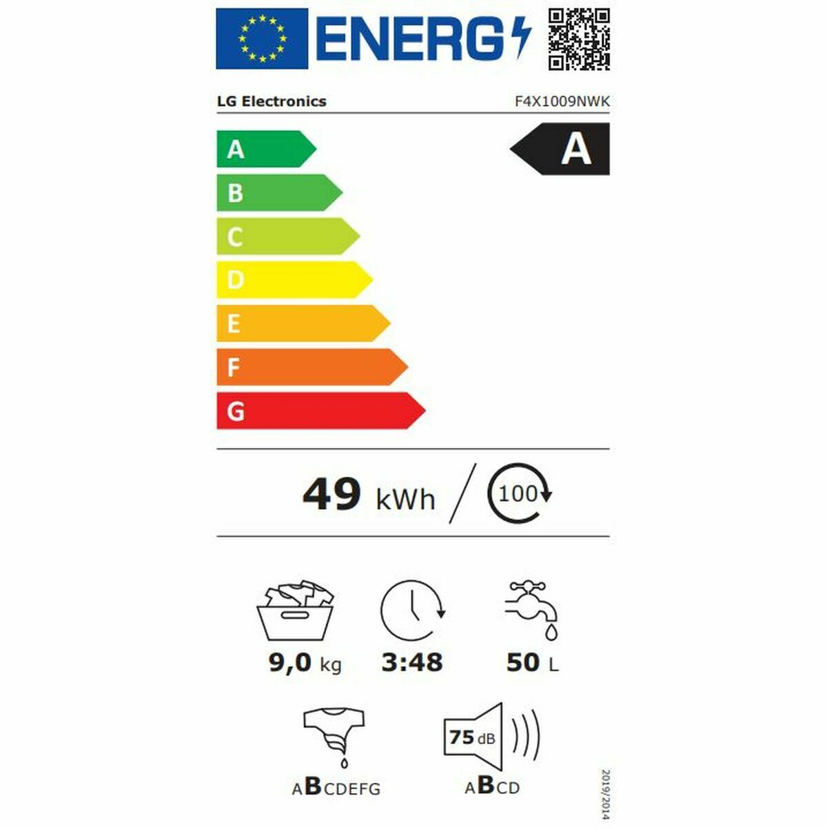 Tvättmaskin LG F4X1009NWK 1400 rpm 9 kg - 2