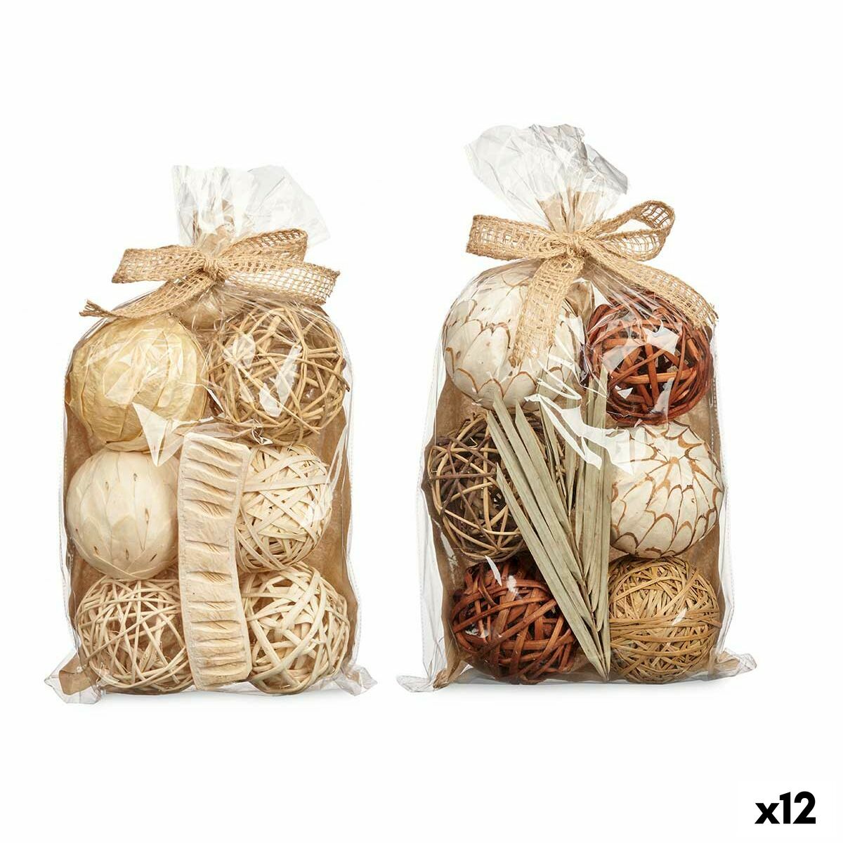 Dekorativa bollar Gift Decor Vit Brun 22 x 40 x 9 cm (12 antal)