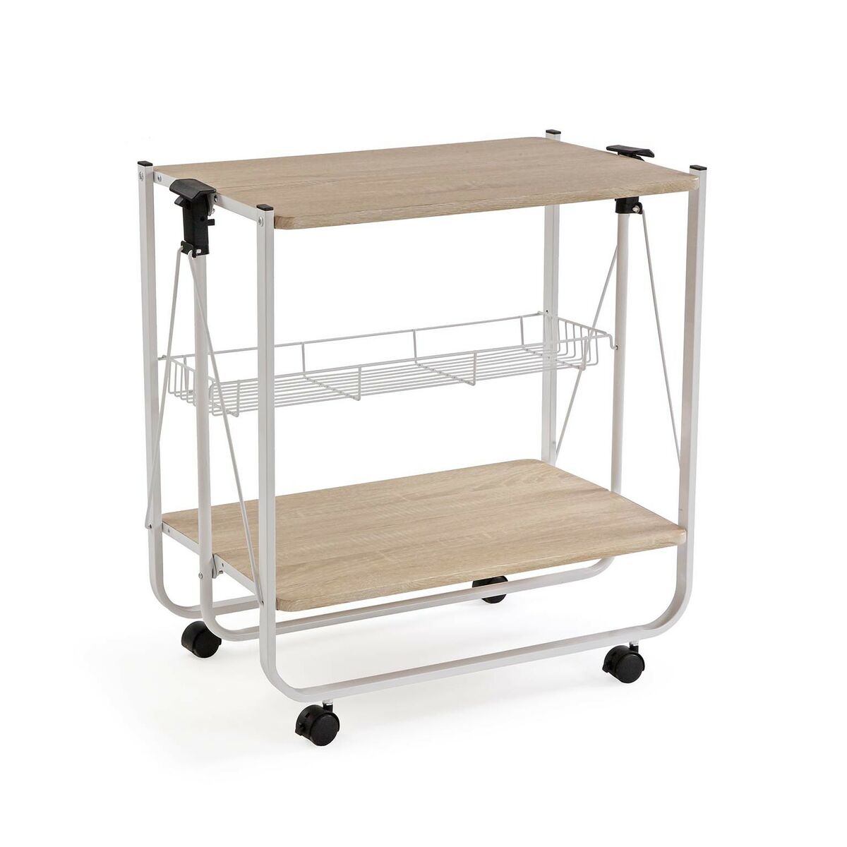 Köksvagn Versa Vit PVC Metall Trä MDF 40 x 70 x 68 cm
