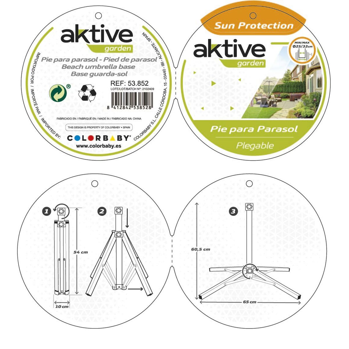 Parasollfot Aktive Vit Metall 65 x 60,5 x 65 cm (6 antal) - 7
