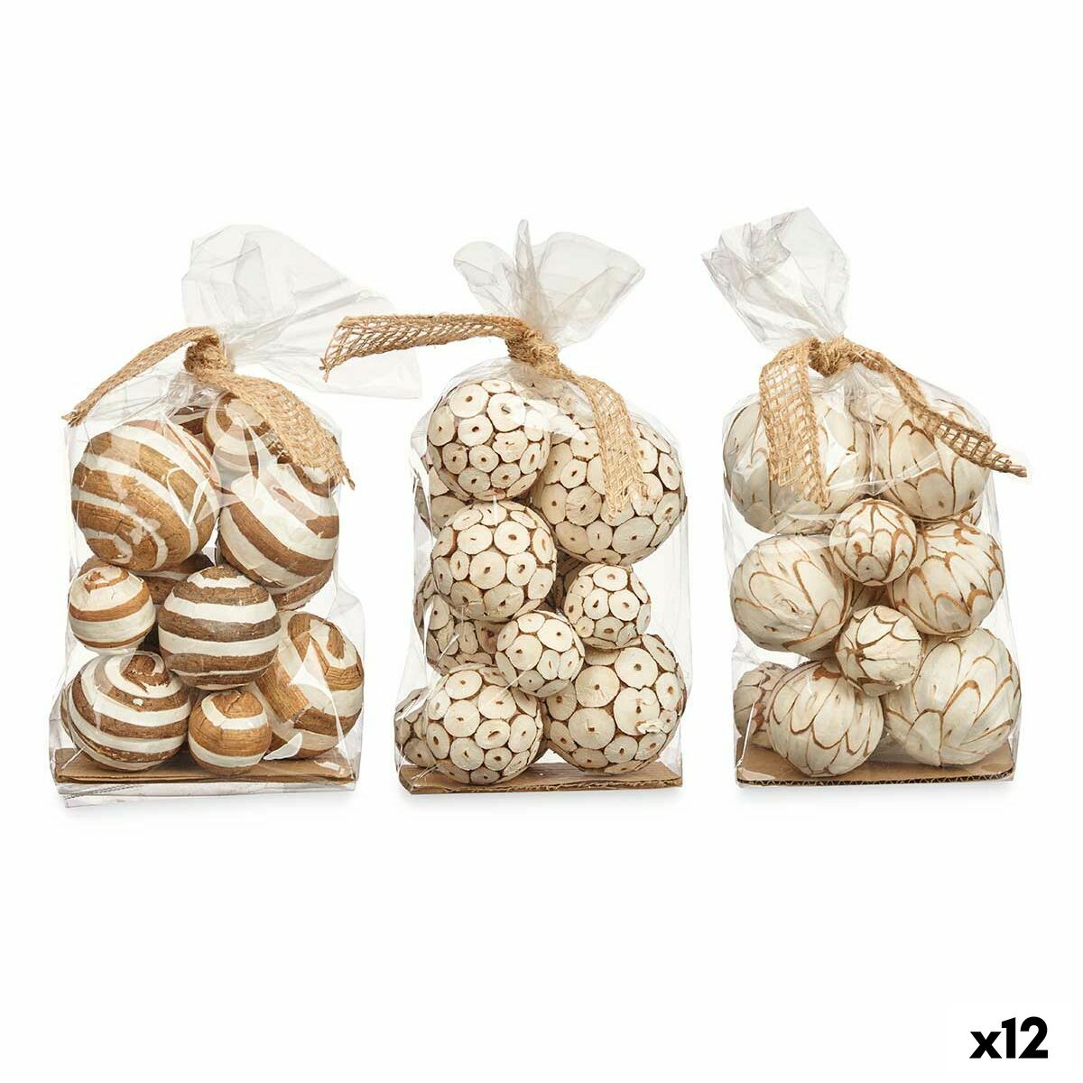 Dekorativa bollar Gift Decor Vit Brun 14 x 31 x 10 cm (12 antal)