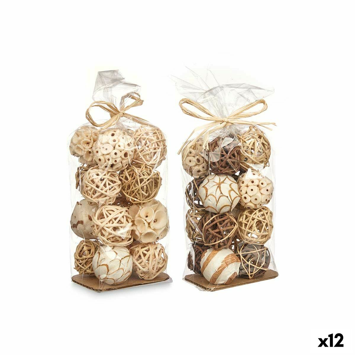 Dekorativa bollar Gift Decor Vit Brun 8 x 22 x 8 cm 9 x 25 x 8 cm (12 antal)