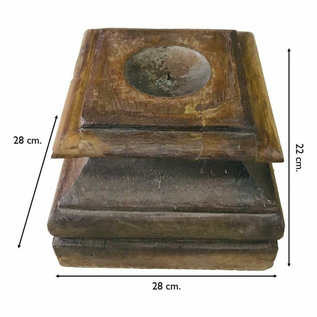 Ljusstake Alexandra House Living Återvunnet Trä 28 x 22 x 28 cm - 4