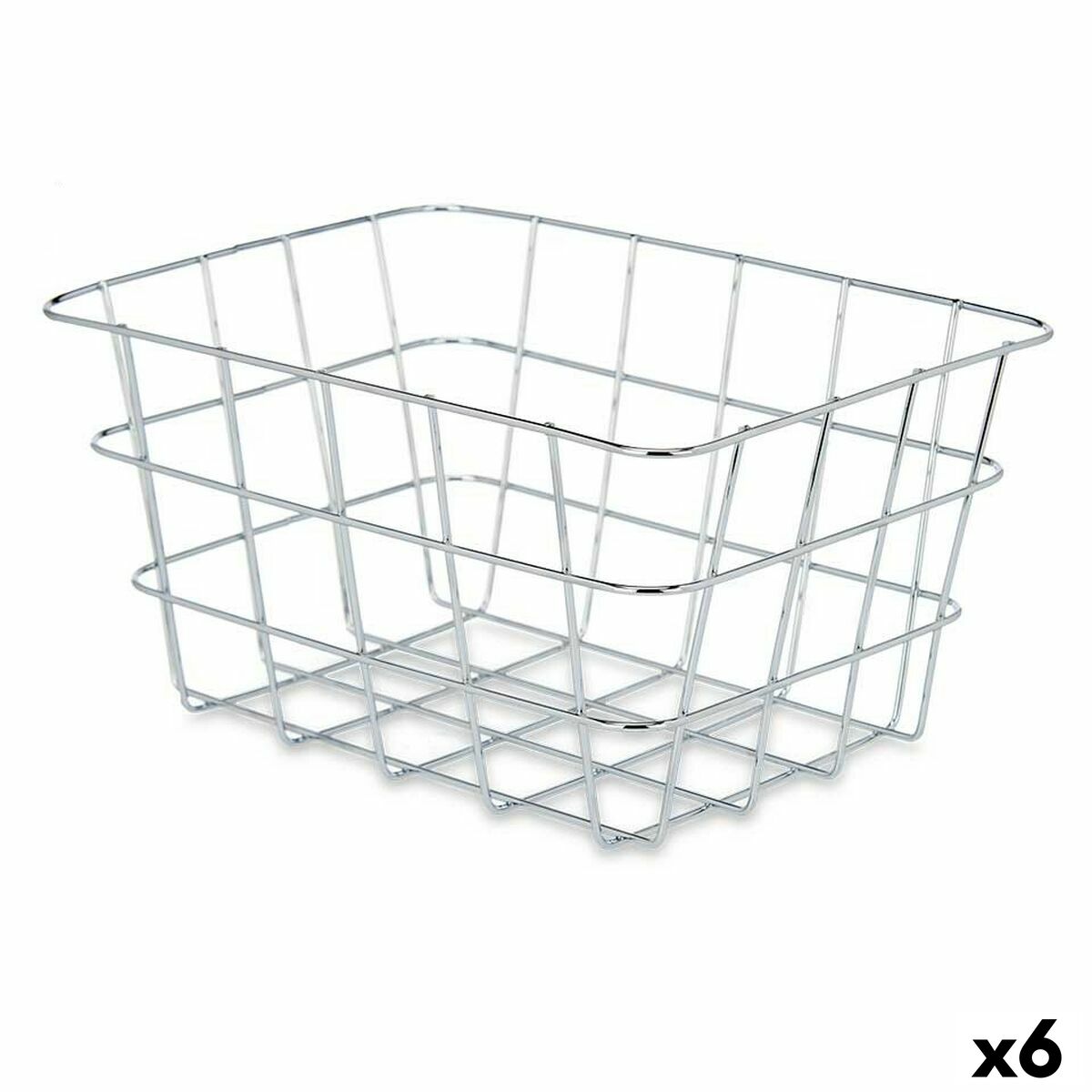 Multifunktionell korg Kinvara Silvrig Silver Metall 24 x 12,5 x 18,5 cm Rektangulär (6 antal) - 3