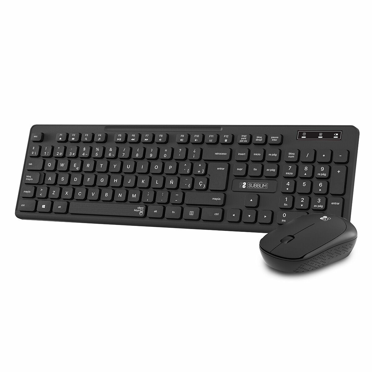 Trådlöst Tangentbord och Mus Subblim SUBKBC-CSSW10 Svart spanska Qwerty Spanska