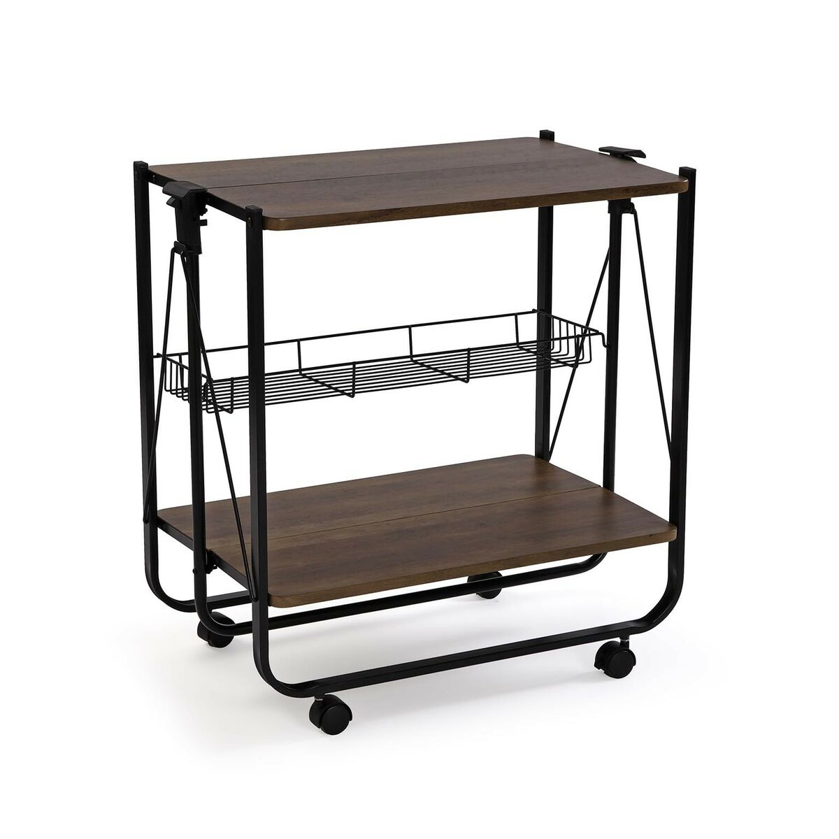 Köksvagn Versa Svart PVC Metall Trä MDF 40 x 70 x 68 cm