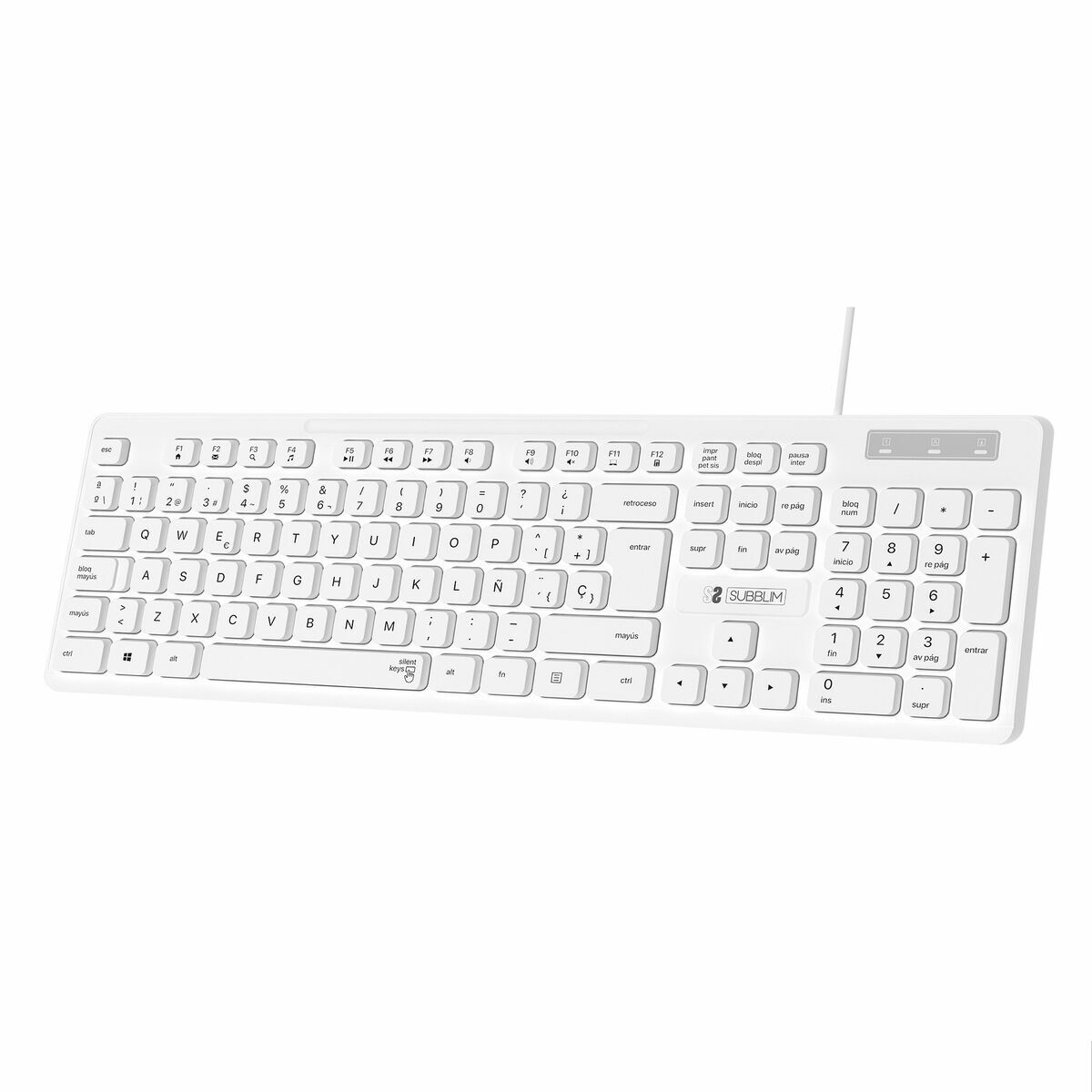 Tangentbord Subblim SUBKBC-0SSK51 Vit Qwerty Spanska Svart/Vit spanska