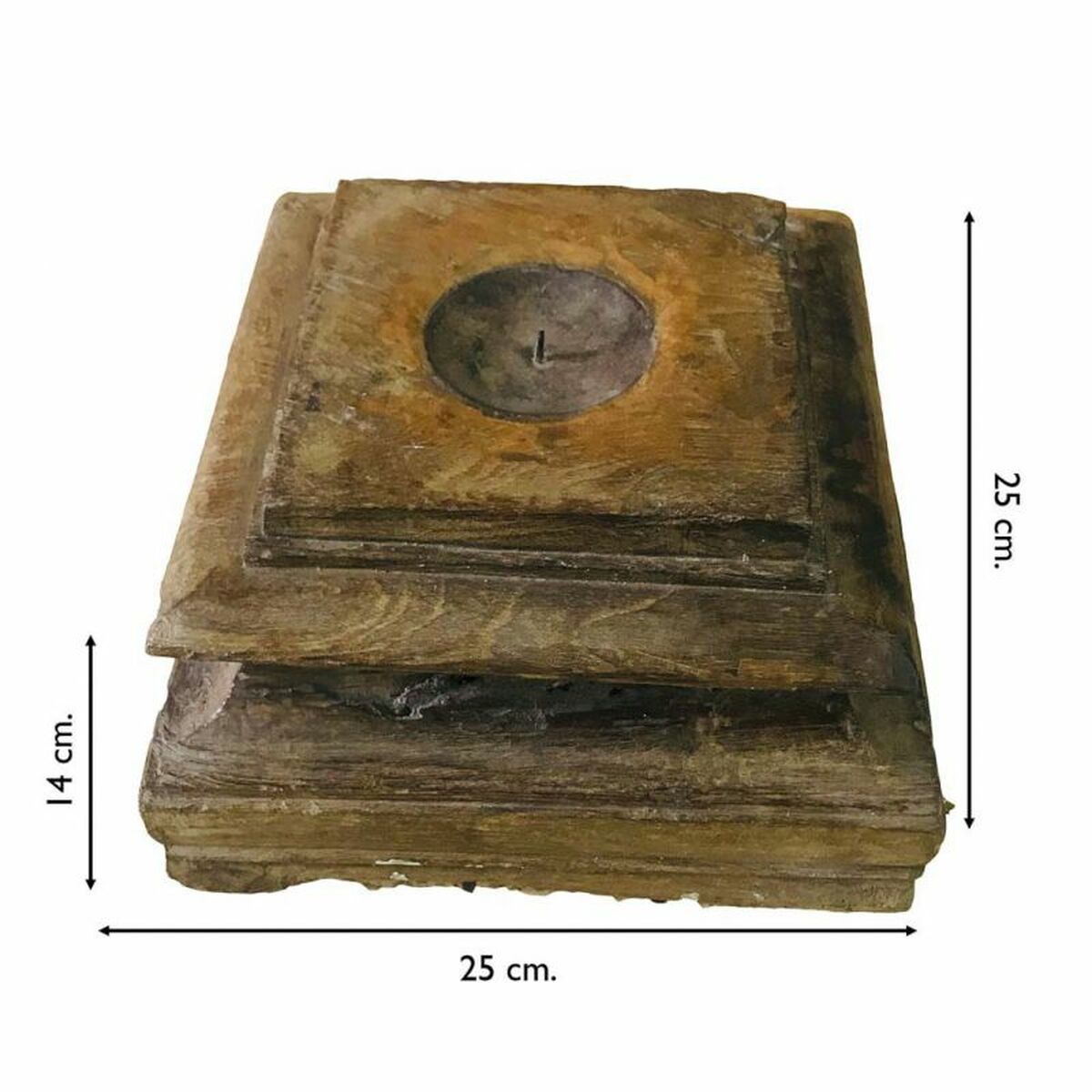 Ljusstake Alexandra House Living Återvunnet Trä 25 x 14 x 25 cm - 4
