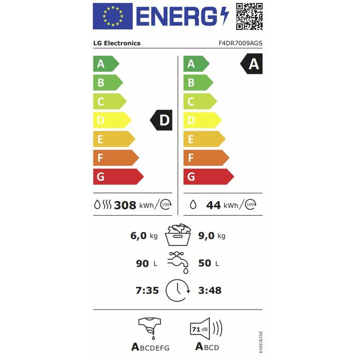 Washer - Dryer LG F4DR7009AGS 9 kg 6 Kg - 2