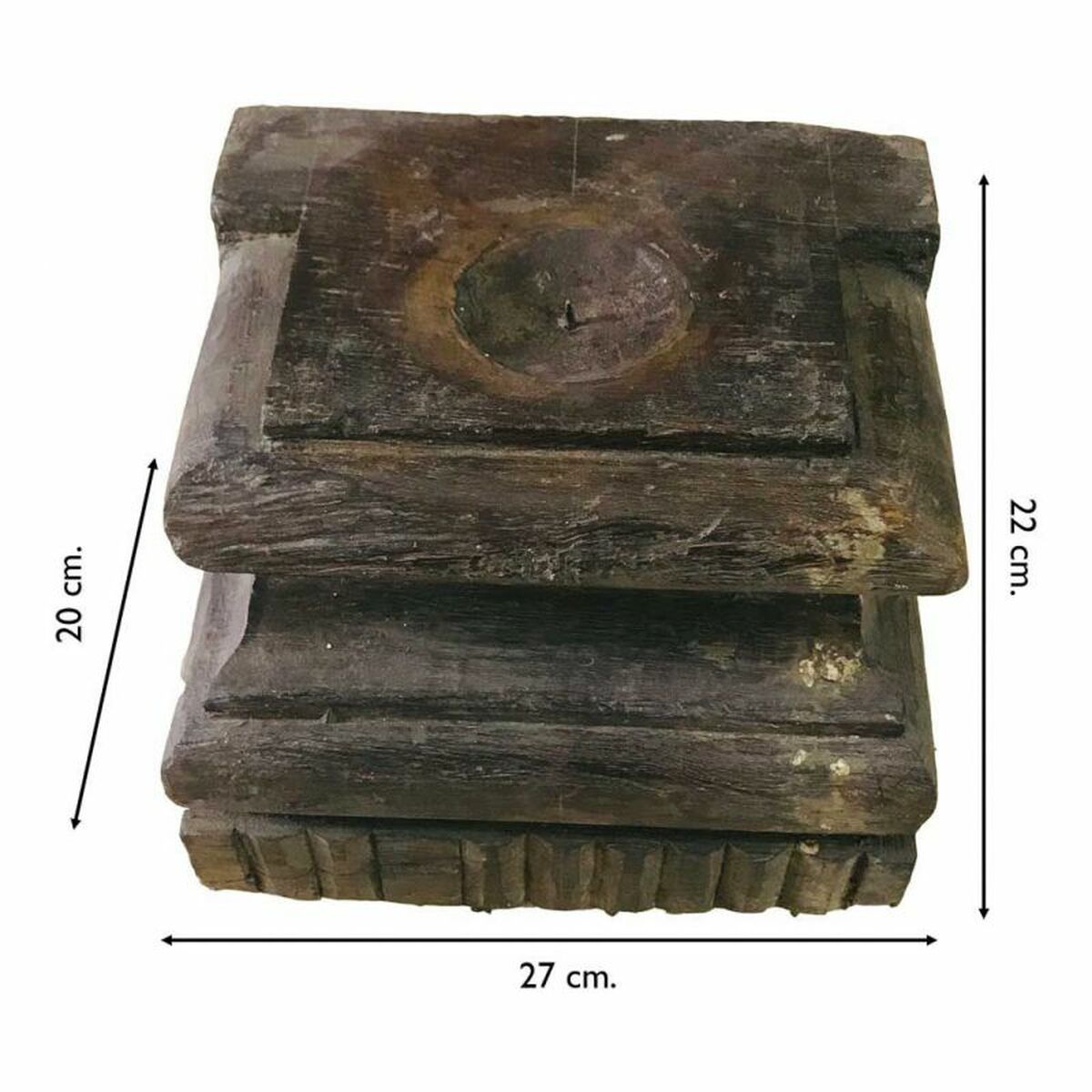 Ljusstake Alexandra House Living Återvunnet Trä 20 x 22 x 27 cm - 4