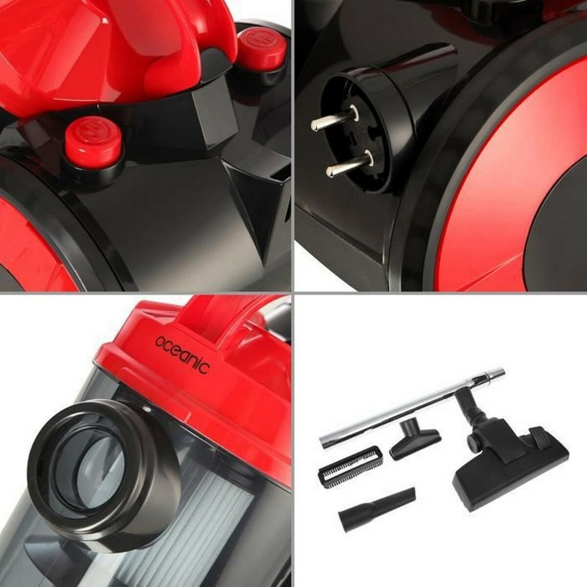 Påsfri Dammsugare Oceanic VC10RBAX2 Svart Röd rouge 700 W - 11